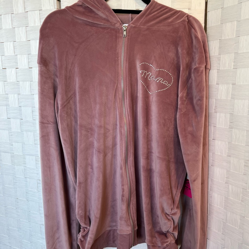 NWT Velvet Zip-Up Jacket with Silver Bling - “Mama”